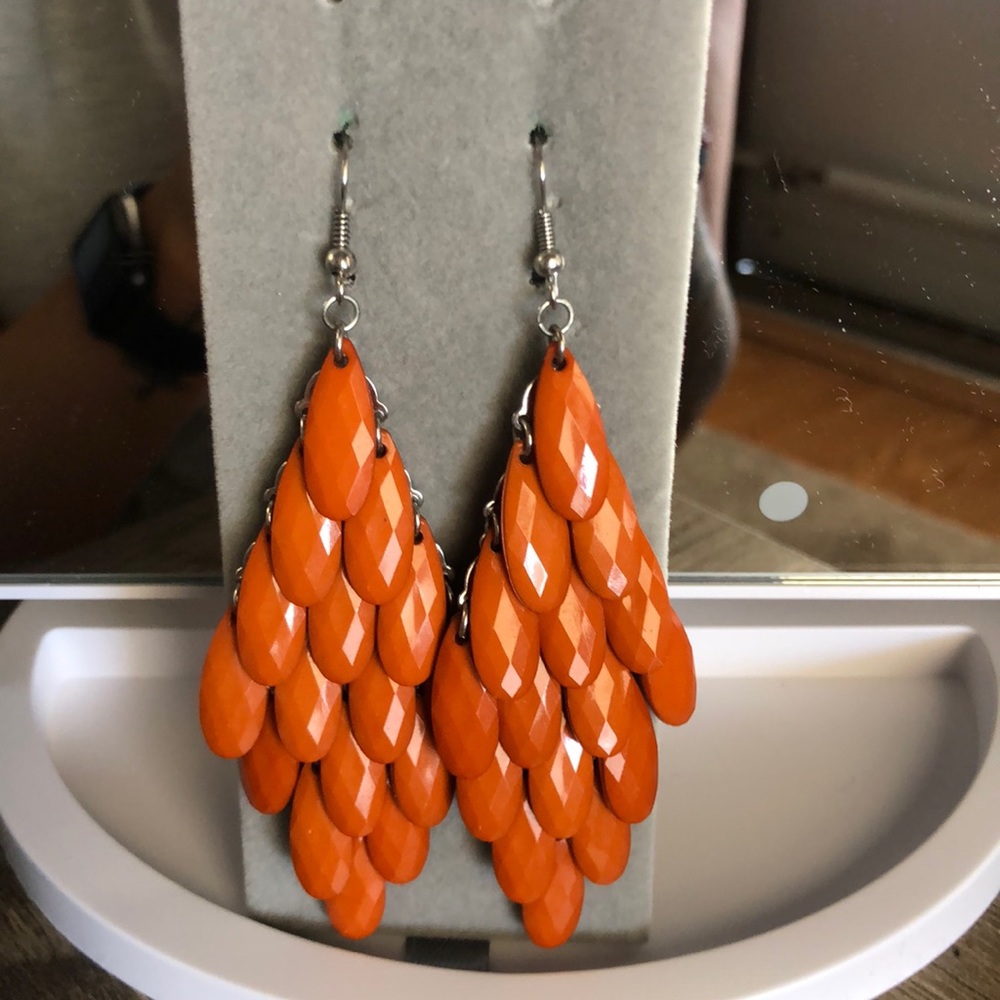 Orange dangle earrings